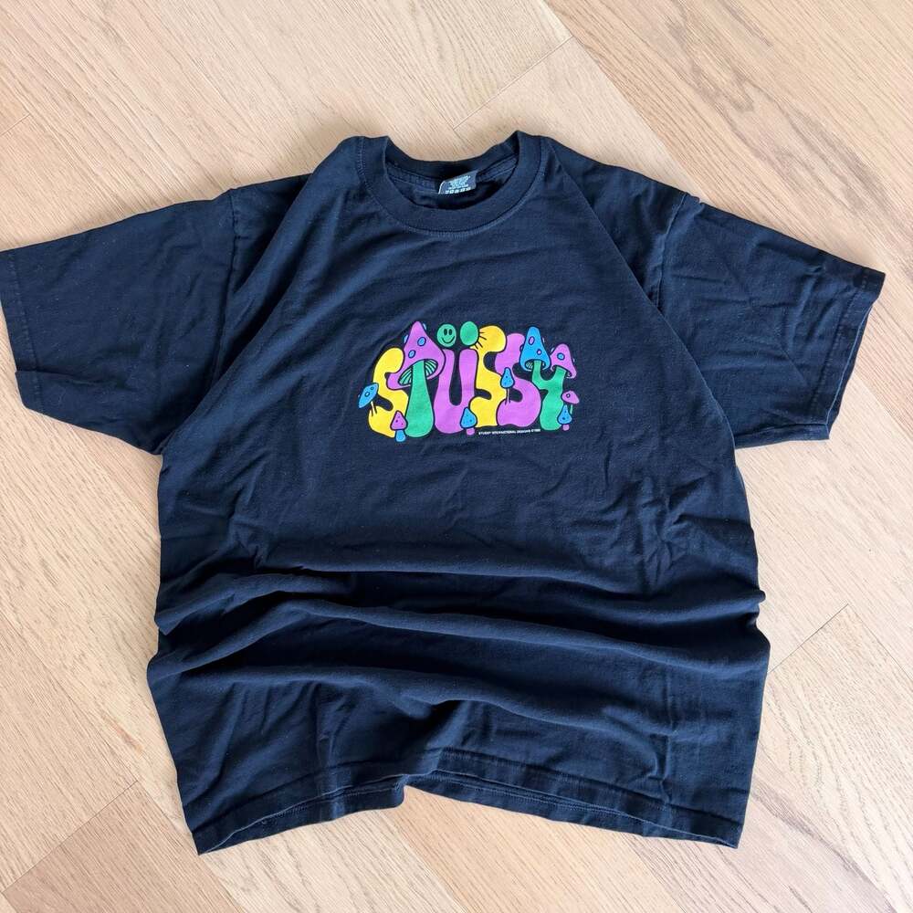 Stüssy Mushroom Logo Graphic Short Sleeve T-Shirt